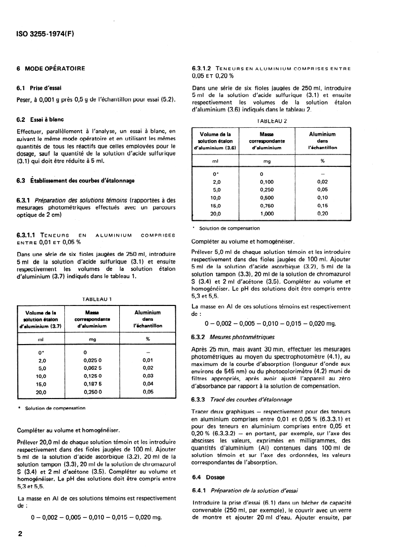ISO 3255:1974 ISO 3255:1974 - Magnésium et alliages de magnésium — Dosage de l'aluminium — Méthode photométrique au chromazurol S/1/1974 - Page 4 preview