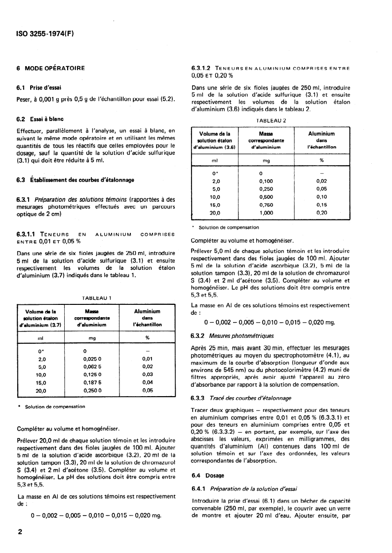ISO 3255:1974 ISO 3255:1974 - Magnésium et alliages de magnésium — Dosage de l'aluminium — Méthode photométrique au chromazurol S/1/1974 - Page 4 preview