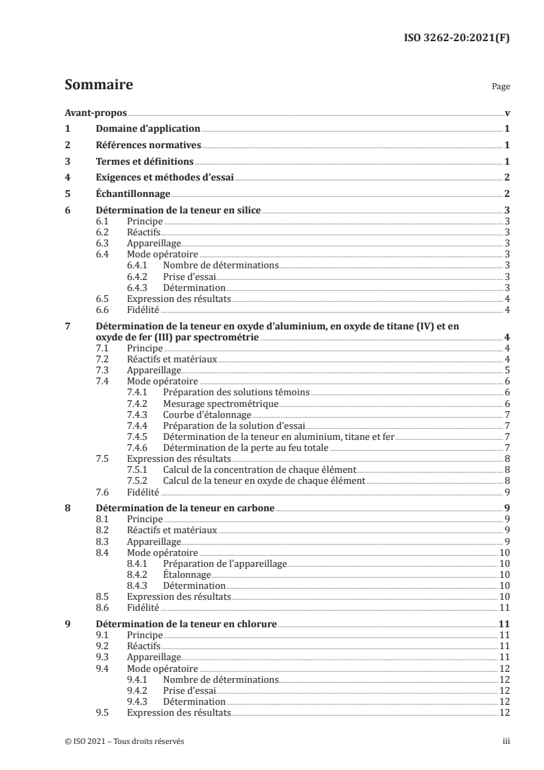 ISO 3262-20:2021 ISO 3262-20:2021 - Matières de charge — Spécifications et méthodes d'essai — Partie 20: Silice pyrogénée/15/2021 - Page 3 preview