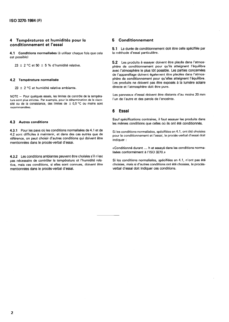 ISO 3270:1984 ISO 3270:1984 - Peintures et vernis et leurs matières premières — Températures et humidités pour le conditionnement et l'essai/1/1984 - Page 4 preview