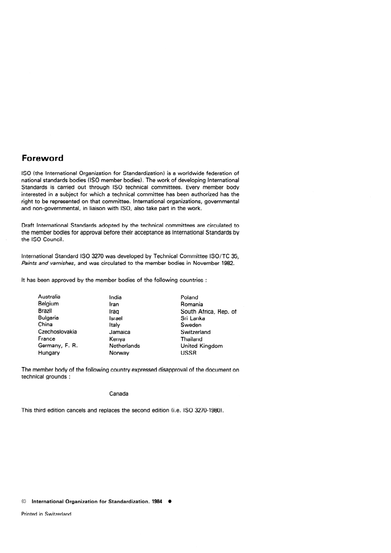 ISO 3270:1984 ISO 3270:1984 - Paints and varnishes and their raw materials — Temperatures and humidities for conditioning and testing/1/1984 - Page 2 preview