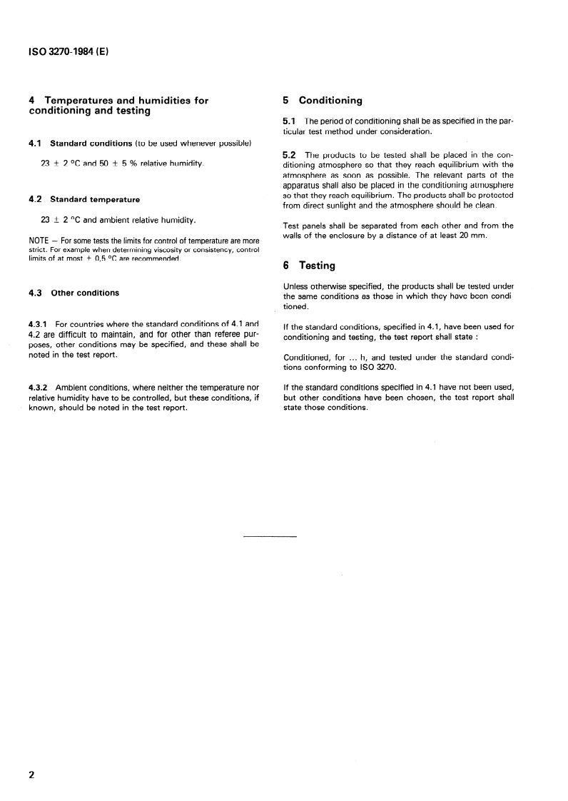 ISO 3270:1984 ISO 3270:1984 - Paints and varnishes and their raw materials — Temperatures and humidities for conditioning and testing/1/1984 - Page 4 preview