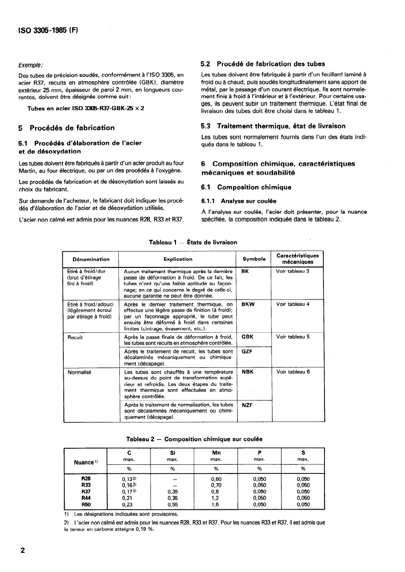 ISO 3305:1985 ISO 3305:1985 - Tubes de précision en acier, soudés, à extrémités lisses — Conditions techniques de livraison/7/1985 - Page 4 preview