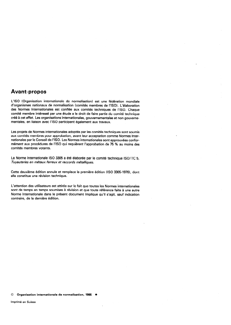 ISO 3305:1985 ISO 3305:1985 - Tubes de précision en acier, soudés, à extrémités lisses — Conditions techniques de livraison/7/1985 - Page 2 preview