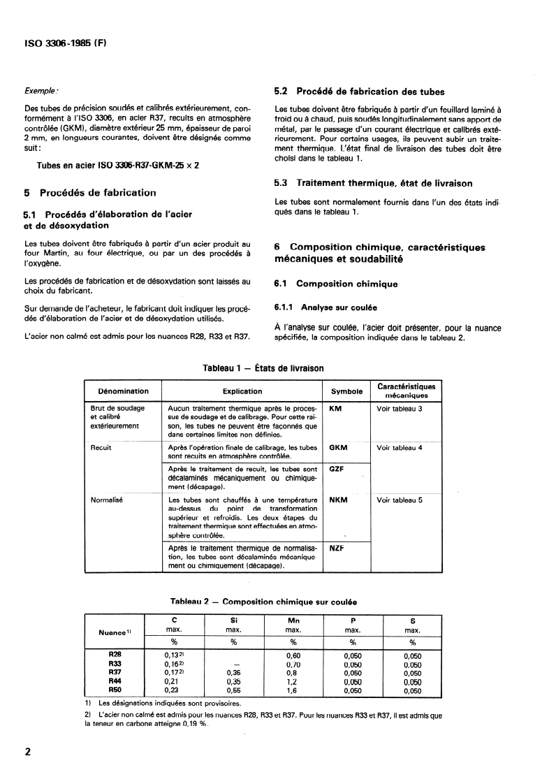ISO 3306:1985 ISO 3306:1985 - Tubes de précision en acier, soudés, calibrés extérieurement, à extrémités lisses — Conditions techniques de livraison/7/1985 - Page 4 preview