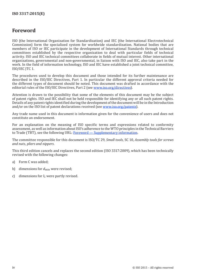 ISO 3317:2015 ISO 3317:2015 - Assembly tools for screws and nuts — Square drive adaptor with hexagon or cylindrical flat drive, for power socket wrenches/29/2015 - Page 4 preview
