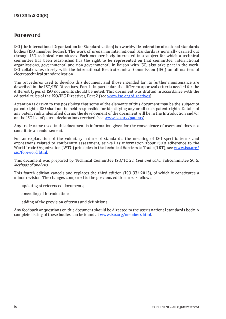 SIST ISO 334:2021 ISO 334:2020 - Coal and coke — Determination of total sulfur — Eschka method/5/2020 - Page 4 preview