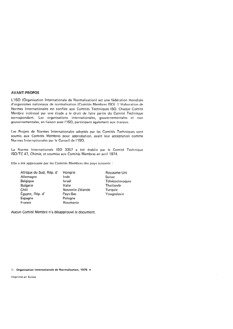 ISO 3357:1975 ISO 3357:1975 - Tripolyphosphate et pyrophosphate de sodium à usage industriel — Dosage de l'oxyde de phosphore(V) total — Méthode gravimétrique au phosphomolybdate de quinolèine/1/1975 - Page 2 preview