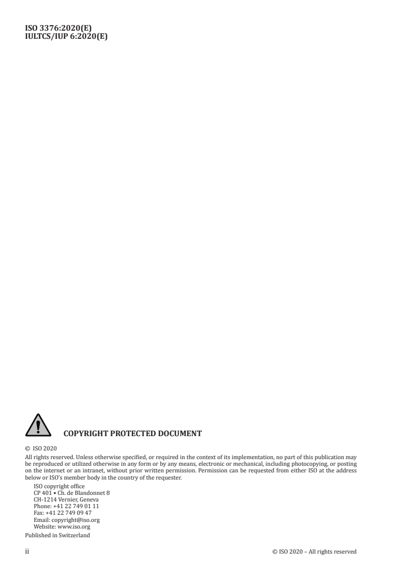 ISO 3376:2020 ISO 3376:2020 - Leather — Physical and mechanical tests — Determination of tensile strength and percentage elongation/6/2020 - Page 2 preview