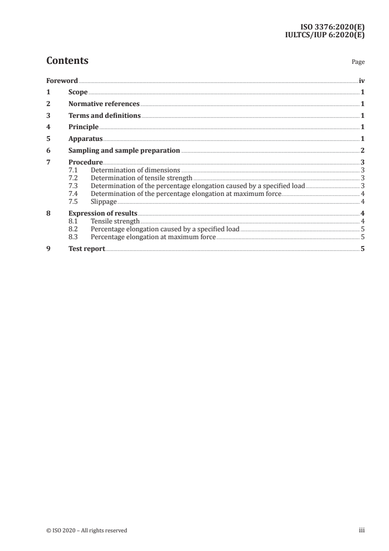 ISO 3376:2020 ISO 3376:2020 - Leather — Physical and mechanical tests — Determination of tensile strength and percentage elongation/6/2020 - Page 3 preview