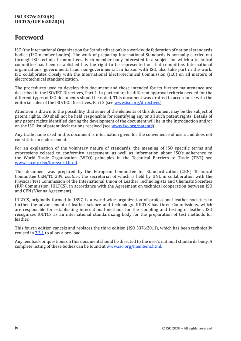 ISO 3376:2020 ISO 3376:2020 - Leather — Physical and mechanical tests — Determination of tensile strength and percentage elongation/6/2020 - Page 4 preview