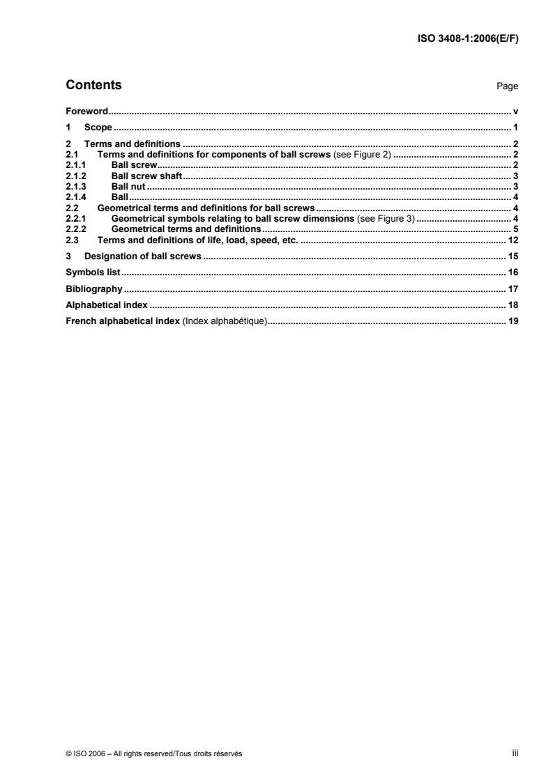 ISO 3408-1:2006 ISO 3408-1:2006 - Ball screws — Part 1: Vocabulary and designation/29/2006 - Page 3 preview
