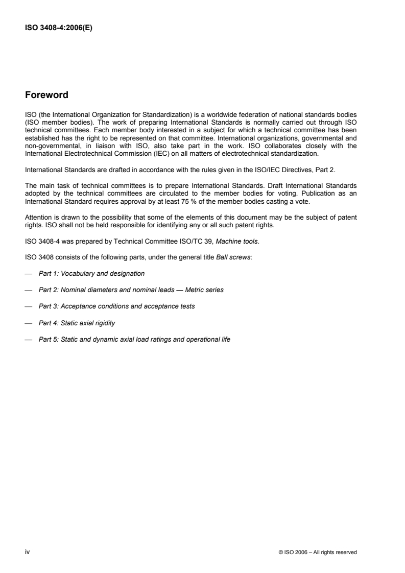 ISO 3408-4:2006 ISO 3408-4:2006 - Ball screws — Part 4: Static axial rigidity/29/2006 - Page 4 preview