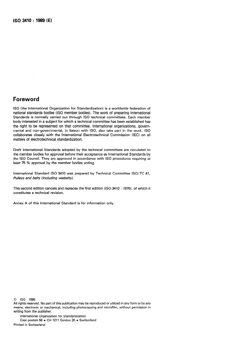 SIST ISO 3410:1997 ISO 3410:1989 - Agricultural machinery — Endless variable-speed V-belts and groove sections of corresponding pulleys/20/1989 - Page 2 preview