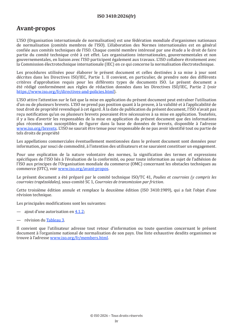ISO 3410:2026 ISO 3410:2026 - Machines agricoles — Courroies trapézoïdales pour variateurs de vitesse et profils de gorge des poulies (système de référence) - Page 4 preview
