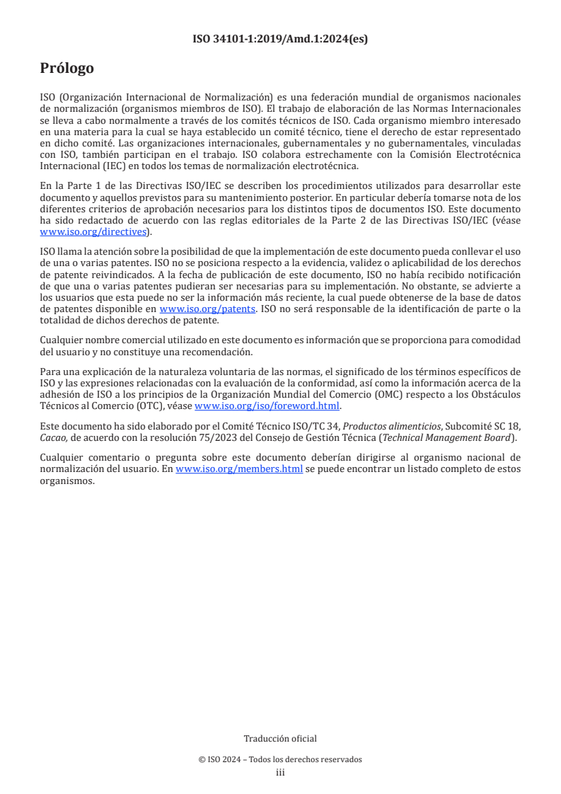 ISO 34101-1:2019/Amd 1:2024 ISO 34101-1:2019/Amd 1:2024 - Sustainable and traceable cocoa — Part 1: Requirements for cocoa sustainability management systems — Amendment 1: Climate action changes/27/2024 - Page 3 preview
