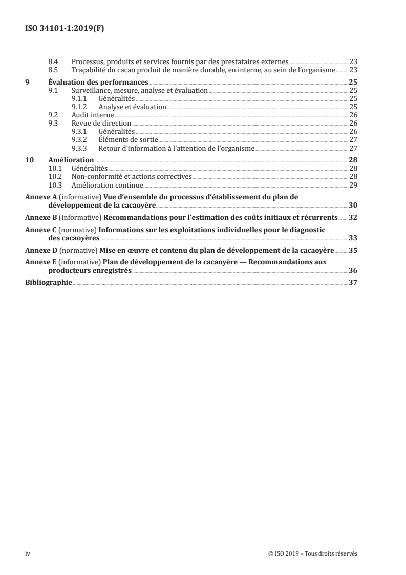 ISO 34101-1:2019 ISO 34101-1:2019 - Cacao durable et traçable — Partie 1: Exigences relatives aux systèmes de management de la durabilité du cacao/6/2019 - Page 4 preview