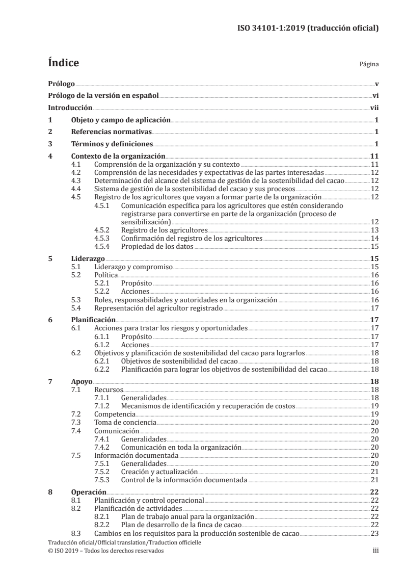 ISO 34101-1:2019 ISO 34101-1:2019 - Sustainable and traceable cocoa — Part 1: Requirements for cocoa sustainability management systems/17/2020 - Page 3 preview