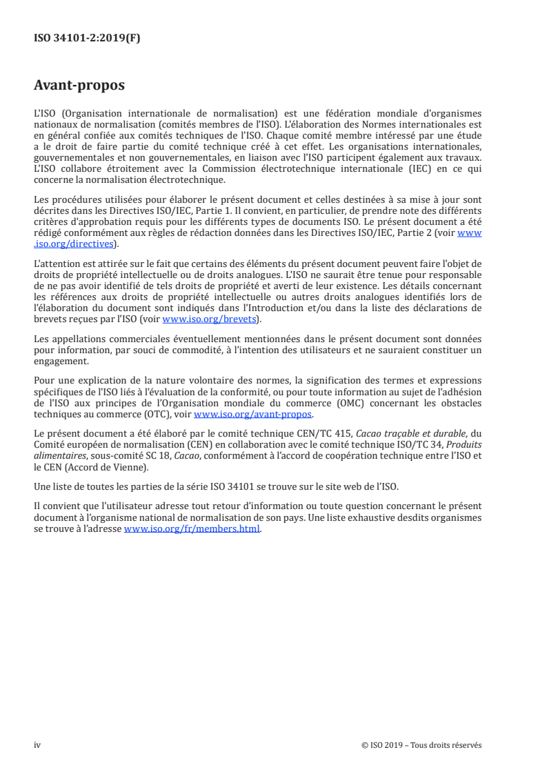 ISO 34101-2:2019 ISO 34101-2:2019 - Cacao durable et traçable — Partie 2: Exigences de performance (relatives aux aspects économiques, sociaux et environnementaux)/6/2019 - Page 4 preview