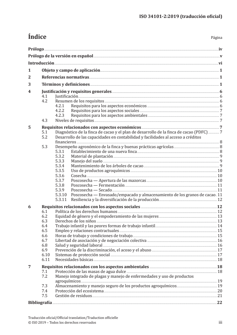 ISO 34101-2:2019 ISO 34101-2:2019 - Sustainable and traceable cocoa — Part 2: Requirements for performance (related to economic, social and environmental aspects)/17/2020 - Page 3 preview