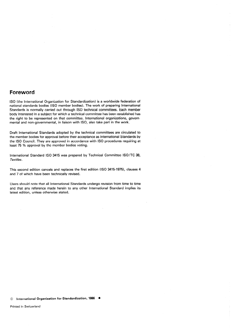 ISO 3415:1986 ISO 3415:1986 - Textile floor coverings — Determination of thickness loss after brief, moderate static loading/9/1986 - Page 2 preview