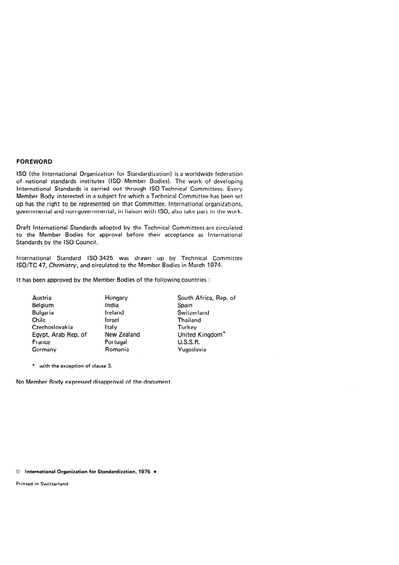 ISO 3425:1975 ISO 3425:1975 - Sulphur for industrial use — Determination of ash at 850-900 degrees C and of residue at 200 degrees C/1/1975 - Page 2 preview