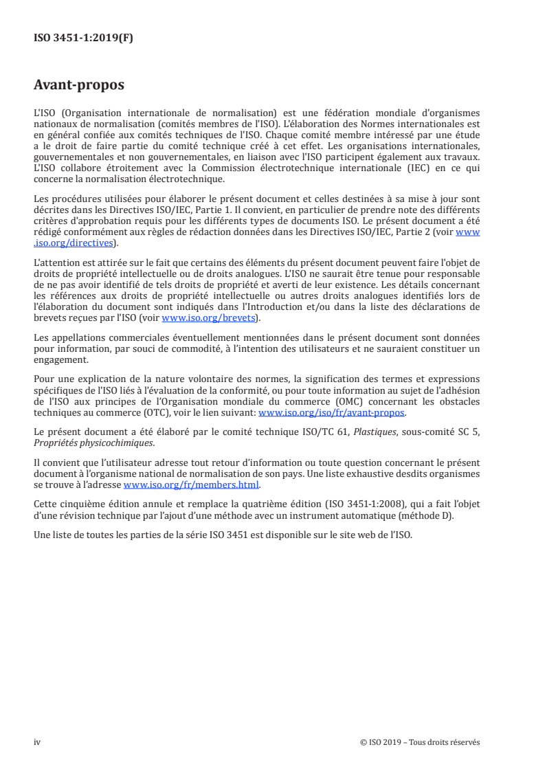 ISO 3451-1:2019 ISO 3451-1:2019 - Plastiques — Détermination du taux de cendres — Partie 1: Méthodes générales/6/2019 - Page 4 preview