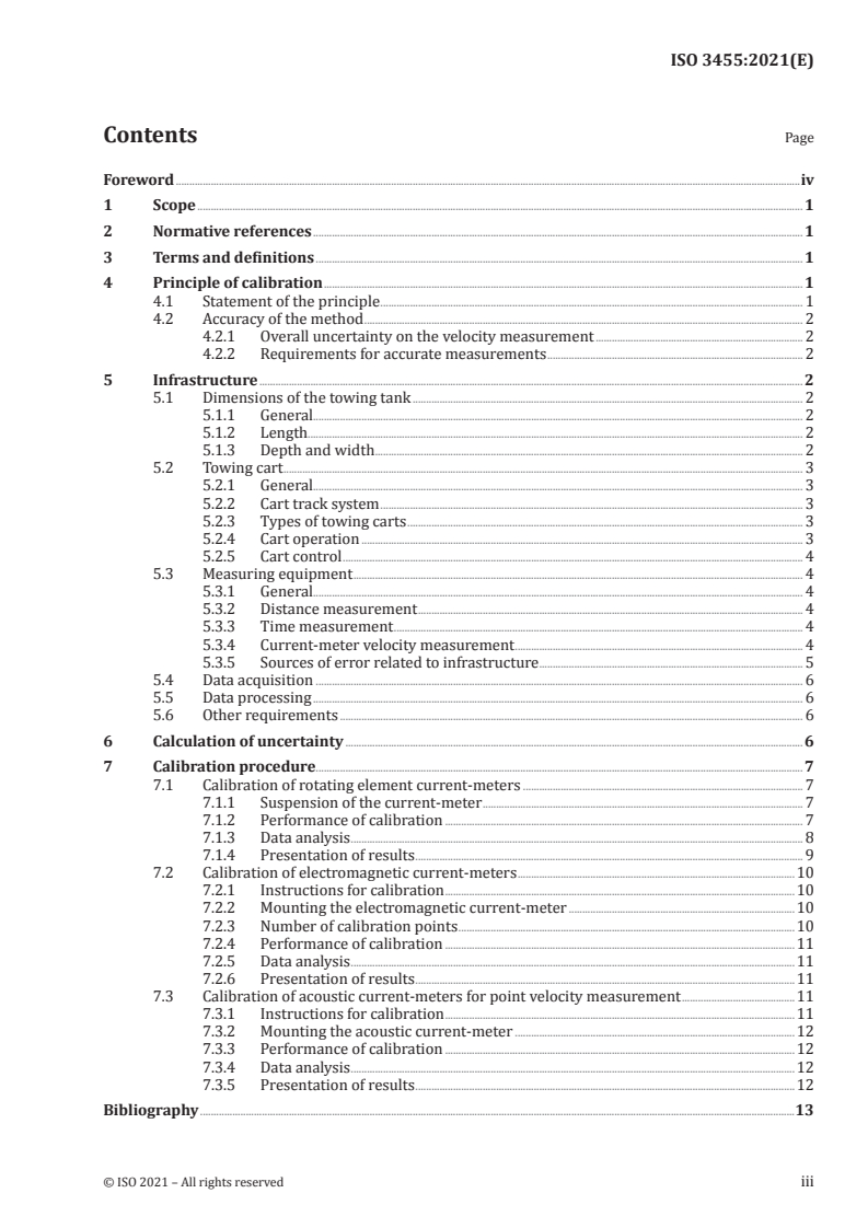 ISO 3455:2021 ISO 3455:2021 - Hydrometry — Calibration of current-meters in straight open tanks/8/2021 - Page 3 preview