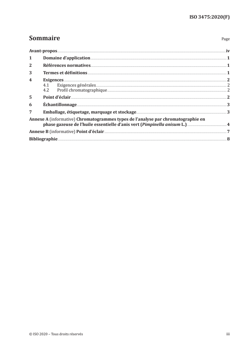 ISO 3475:2020 ISO 3475:2020 - Huile essentielle d'anis vert (Pimpinella anisum L.)/12/2020 - Page 3 preview