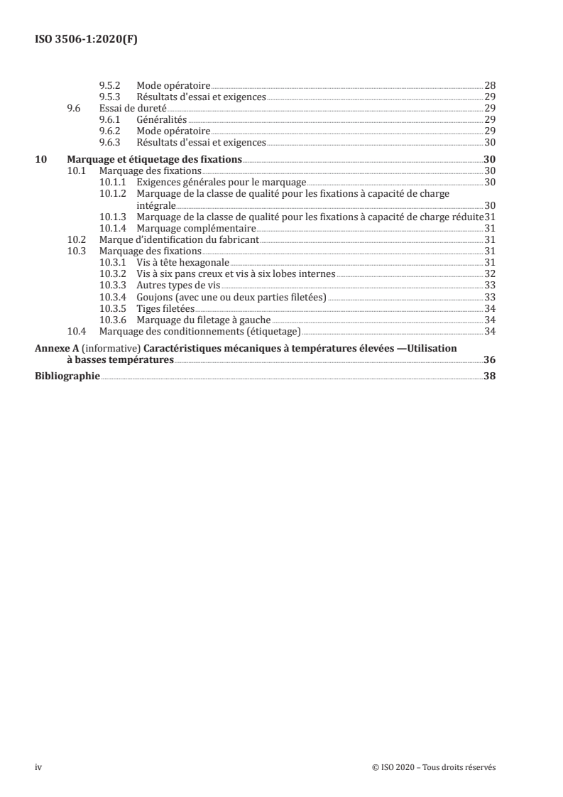 ISO 3506-1:2020 ISO 3506-1:2020 - Fixations — Caractéristiques mécaniques des fixations en acier inoxydable résistant à la corrosion — Partie 1: Vis, goujons et tiges filetées de grades et classes de qualité spécifiés/2/2020 - Page 4 preview