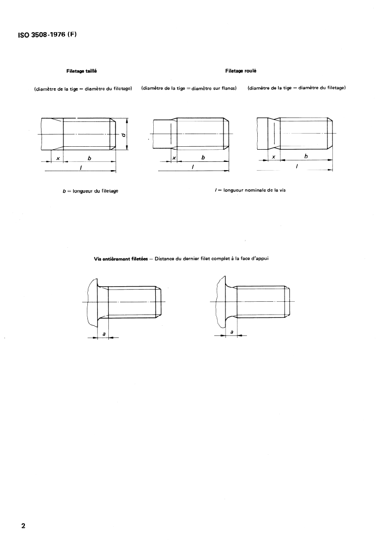 ISO 3508:1976 ISO 3508:1976 - Filets incomplets pour les éléments de fixation avec un filetage selon ISO 261 et ISO 262/1/1976 - Page 4 preview