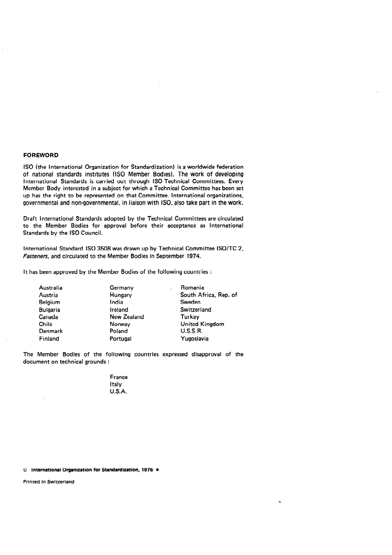 ISO 3508:1976 ISO 3508:1976 - Thread run-outs for fasteners with thread in accordance with ISO 261 and ISO 262/1/1976 - Page 2 preview