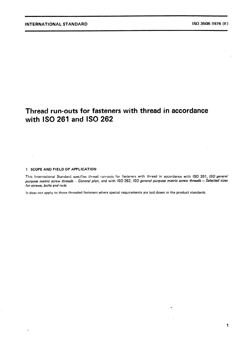 ISO 3508:1976 ISO 3508:1976 - Thread run-outs for fasteners with thread in accordance with ISO 261 and ISO 262/1/1976 - Page 3 preview