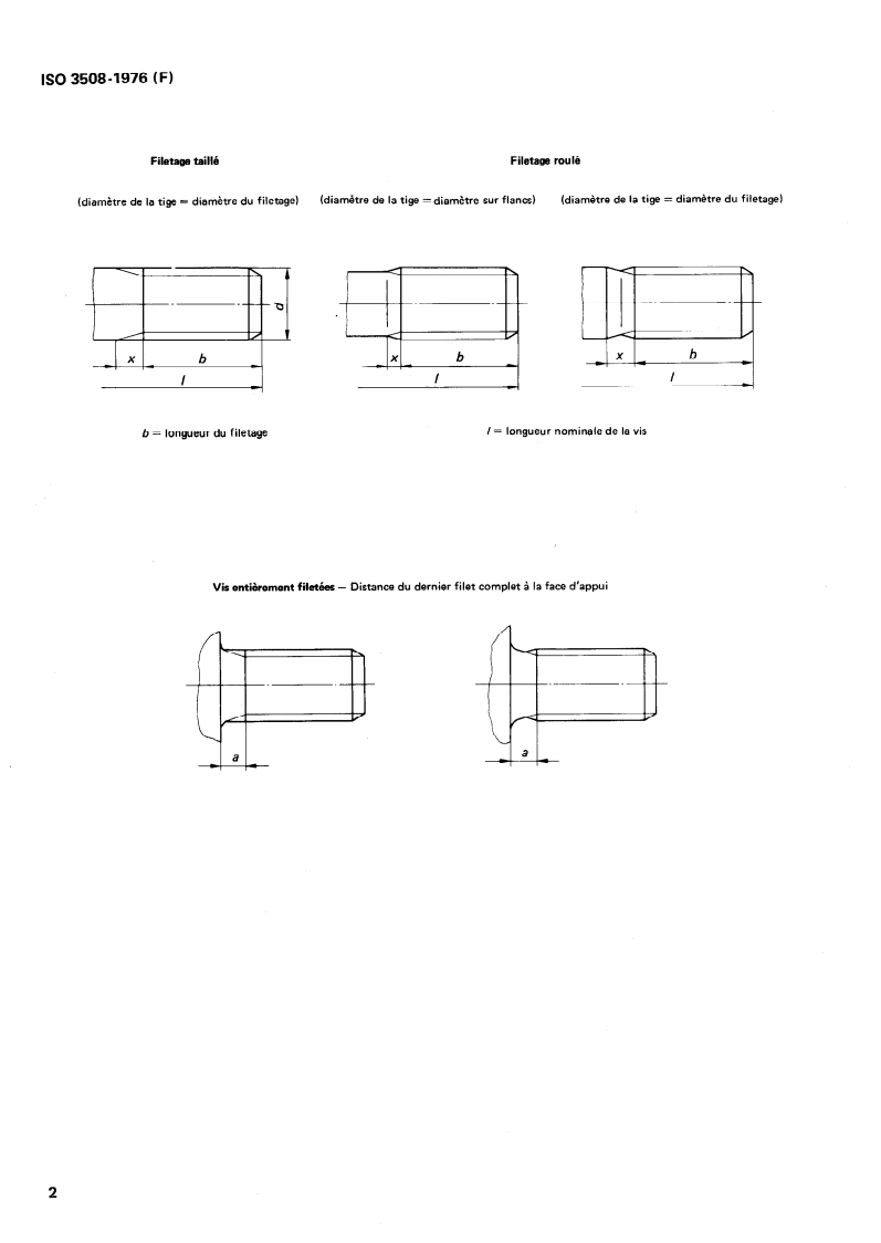 ISO 3508:1976 ISO 3508:1976 - Filets incomplets pour les éléments de fixation avec un filetage selon ISO 261 et ISO 262/1/1976 - Page 4 preview
