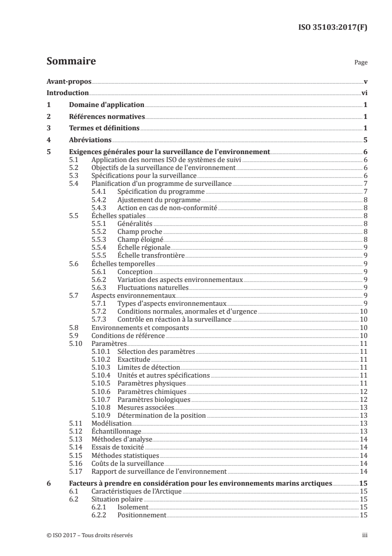 ISO 35103:2017 ISO 35103:2017 - Industries du pétrole et du gaz naturel — Opérations en Arctique - Surveillance de l'environnement/24/2018 - Page 3 preview