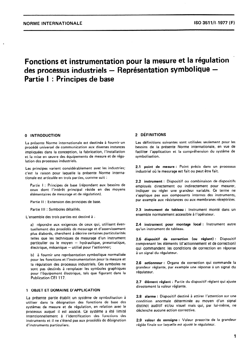 SIST ISO 3511-1:1995 ISO 3511-1:1977 - Fonctions et instrumentation pour la mesure et la régulation des processus industriels — Représentation symbolique — Partie 1: Principes de base/1/1977 - Page 3 preview