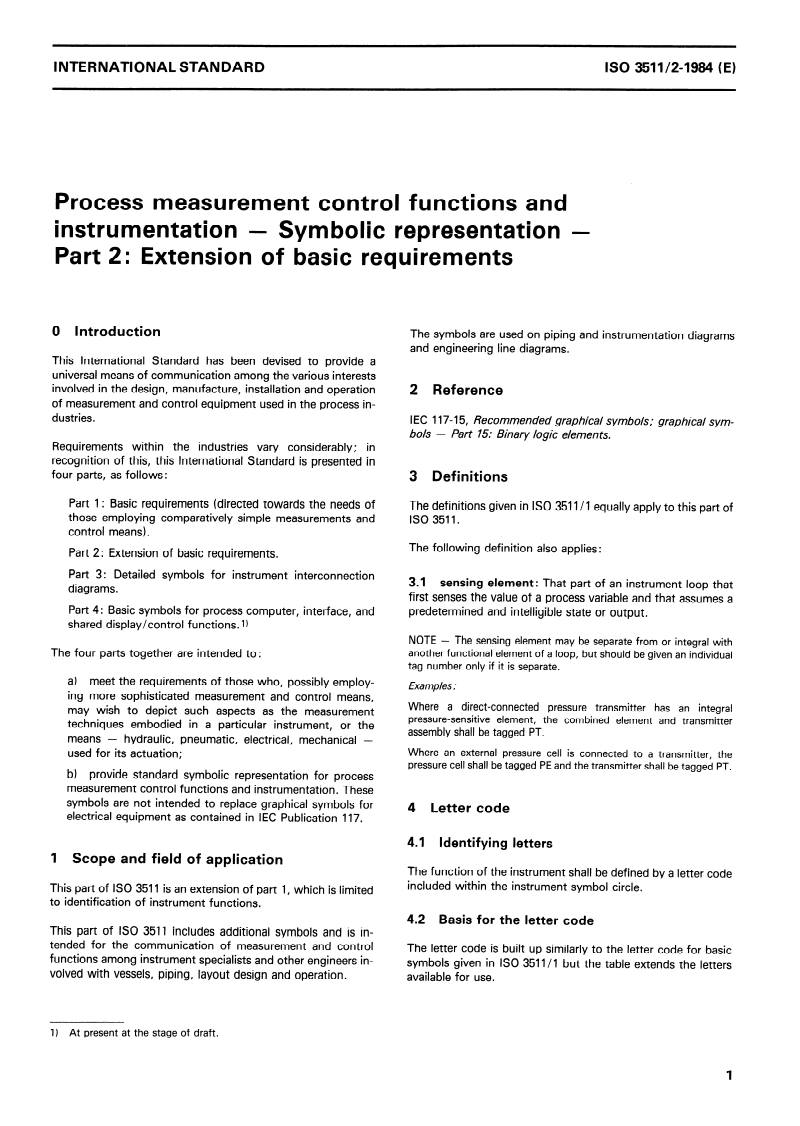 ISO 3511-2:1984 ISO 3511-2:1984 - Process measurement control functions and instrumentation — Symbolic representation — Part 2: Extension of basic requirements/1/1984 - Page 3 preview