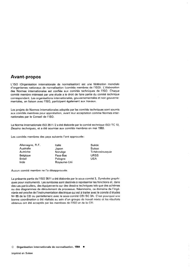 ISO 3511-2:1984 ISO 3511-2:1984 - Fonctions et instrumentation pour la mesure et la régulation des processus industriels — Représentation symbolique — Partie 2: Extension des principes de base/1/1984 - Page 2 preview