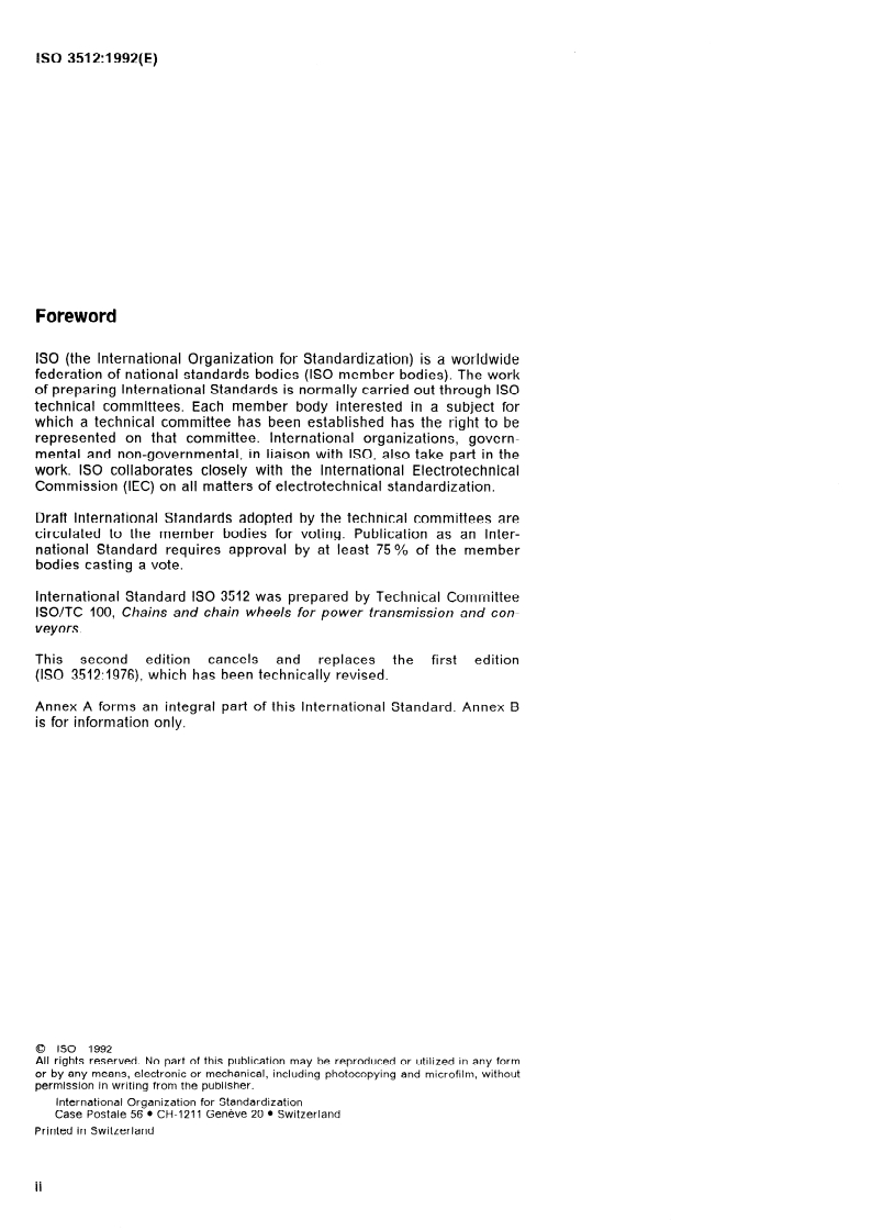ISO 3512:1992 ISO 3512:1992 - Heavy-duty cranked-link transmission chains/9/1992 - Page 2 preview