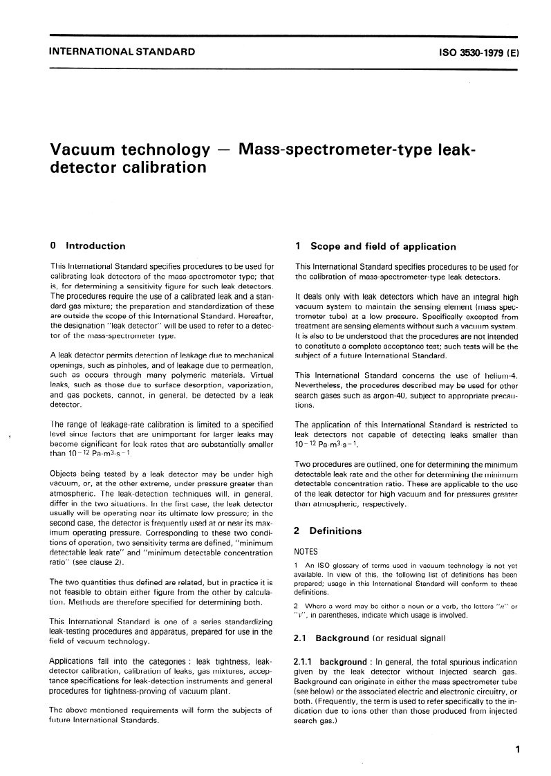 ISO 3530:1979 ISO 3530:1979 - Vacuum technology — Mass-spectrometer-type leak-detector calibration/1/1979 - Page 3 preview