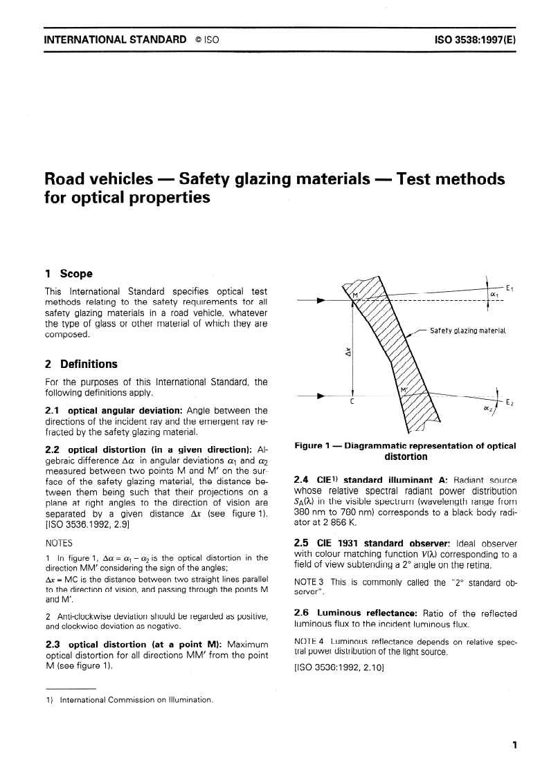 ISO 3538:1997 ISO 3538:1997 - Road vehicles — Safety glazing materials — Test methods for optical properties/5/1997 - Page 3 preview