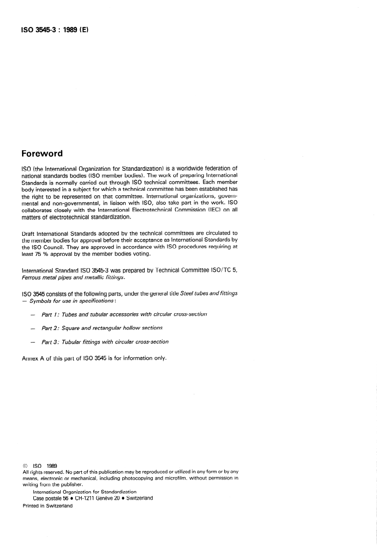 ISO 3545-3:1989 ISO 3545-3:1989 - Steel tubes and fittings — Symbols for use in specifications — Part 3: Tubular fittings with circular cross-section/30/1989 - Page 2 preview
