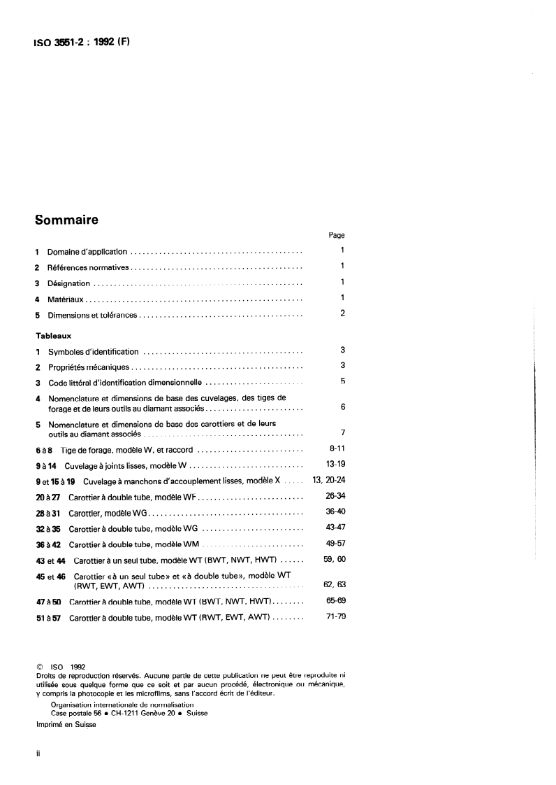 ISO 3551-2:1992 ISO 3551-2:1992 - Matériel de forage rotatif au diamant avec carottage — Système A — Partie 2: Unités en inches/2/1992 - Page 2 preview