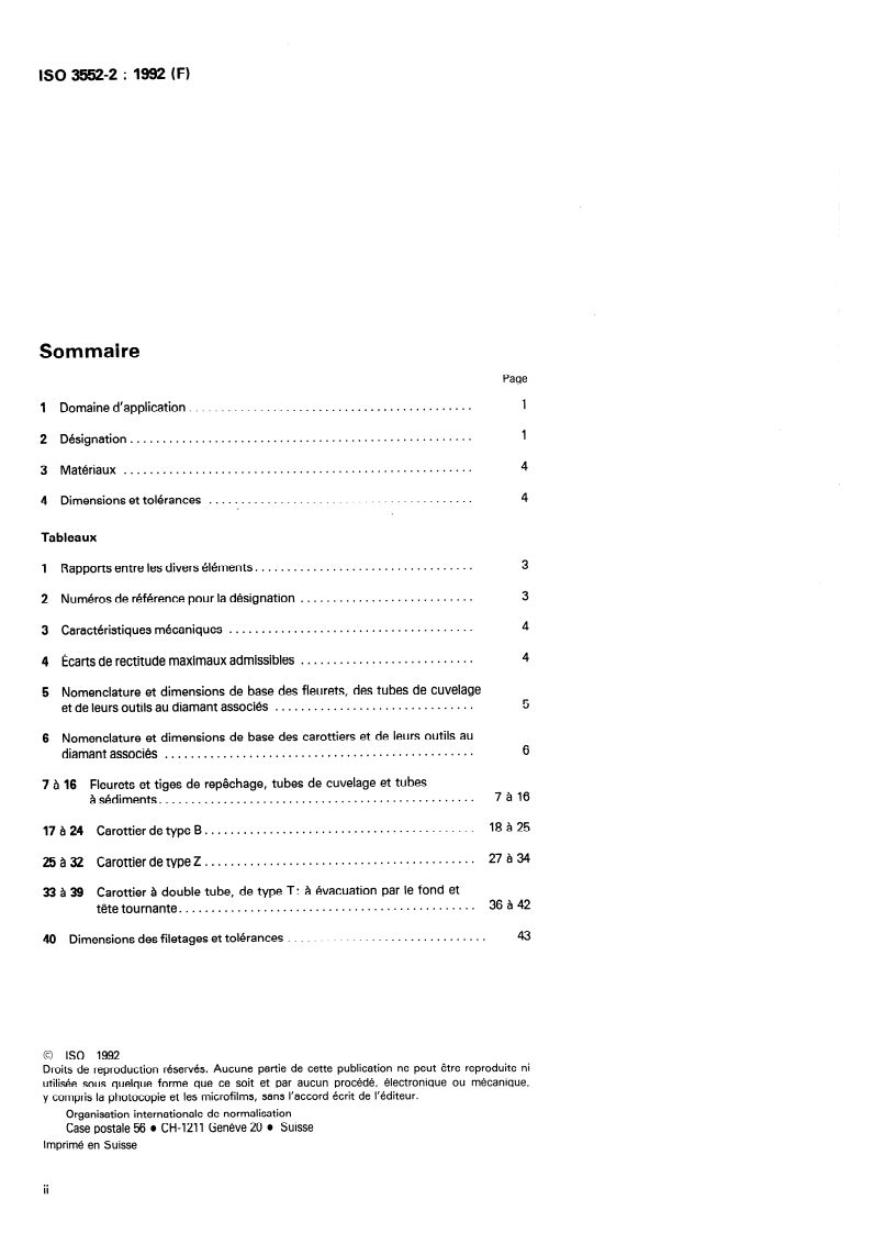 SIST ISO 3552-2:2000 ISO 3552-2:1992 - Matériel de forage rotatif au diamant avec carottage — Système B — Partie 2: Unités en inches/2/1992 - Page 2 preview
