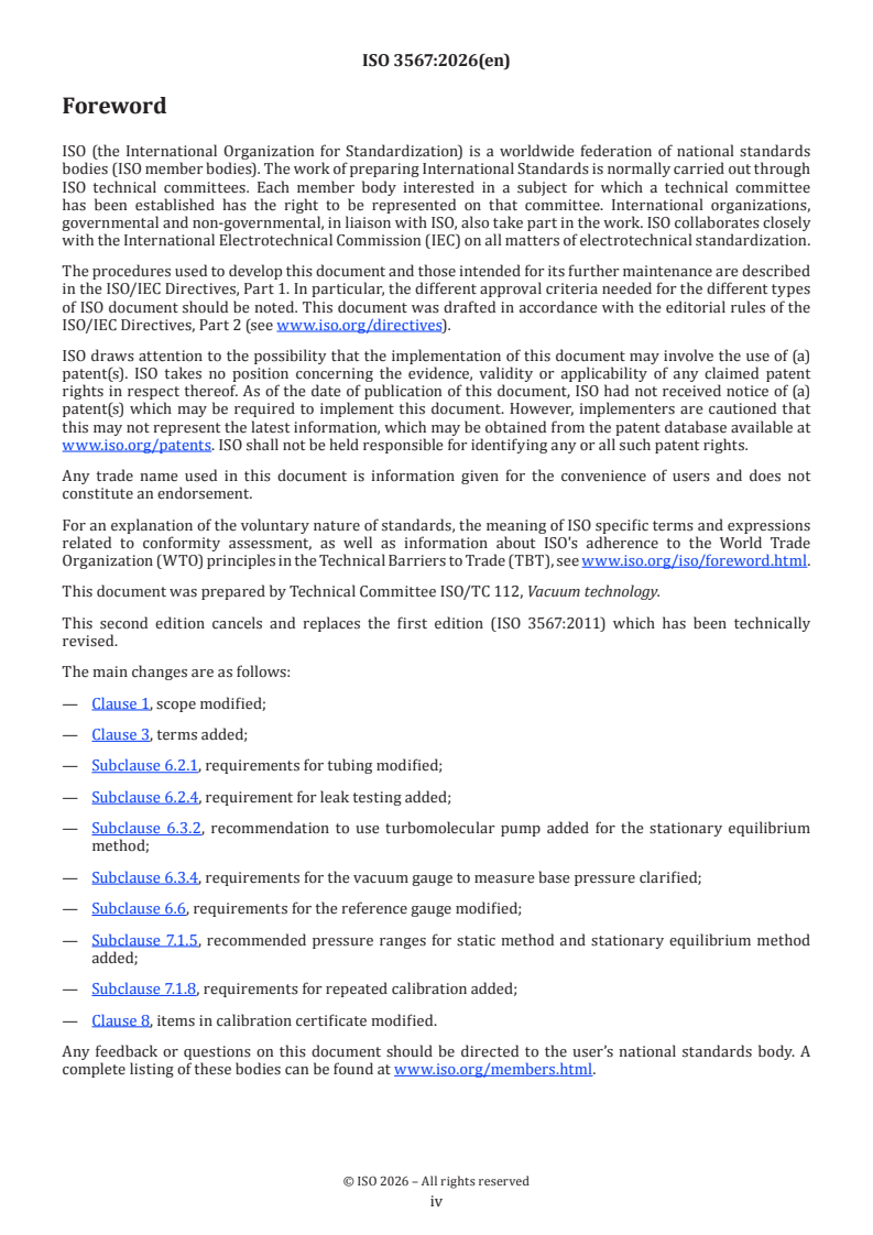 ISO 3567:2026 ISO 3567:2026 - Vacuum gauges — Calibration by direct comparison with a reference gauge - Page 4 preview