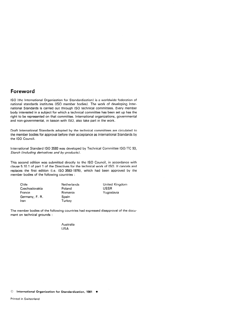 ISO 3593:1981 ISO 3593:1981 - Starch — Determination of ash/1/1981 - Page 2 preview