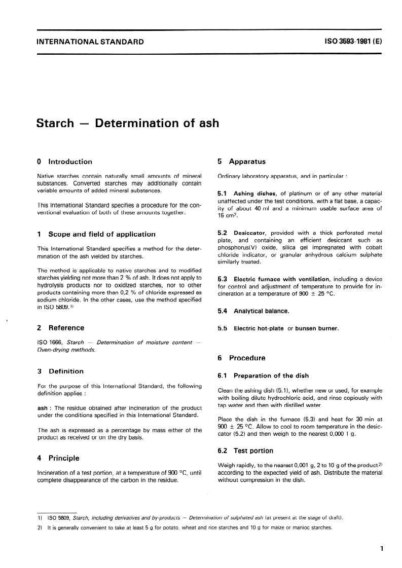 ISO 3593:1981 ISO 3593:1981 - Starch — Determination of ash/1/1981 - Page 3 preview