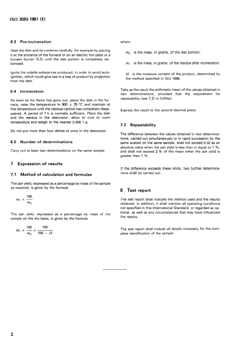 ISO 3593:1981 ISO 3593:1981 - Starch — Determination of ash/1/1981 - Page 4 preview