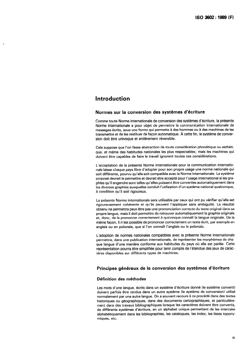 ISO 3602:1989 ISO 3602:1989 - Documentation — Romanisation du japonais (écriture en kana)/24/1989 - Page 3 preview