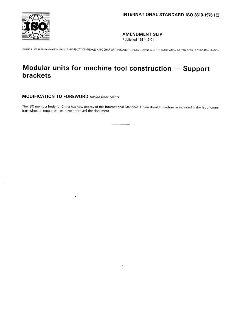 ISO 3610:1976 ISO 3610:1976 - Modular units for machine tool construction — Support brackets/1/1976 - Page 3 preview